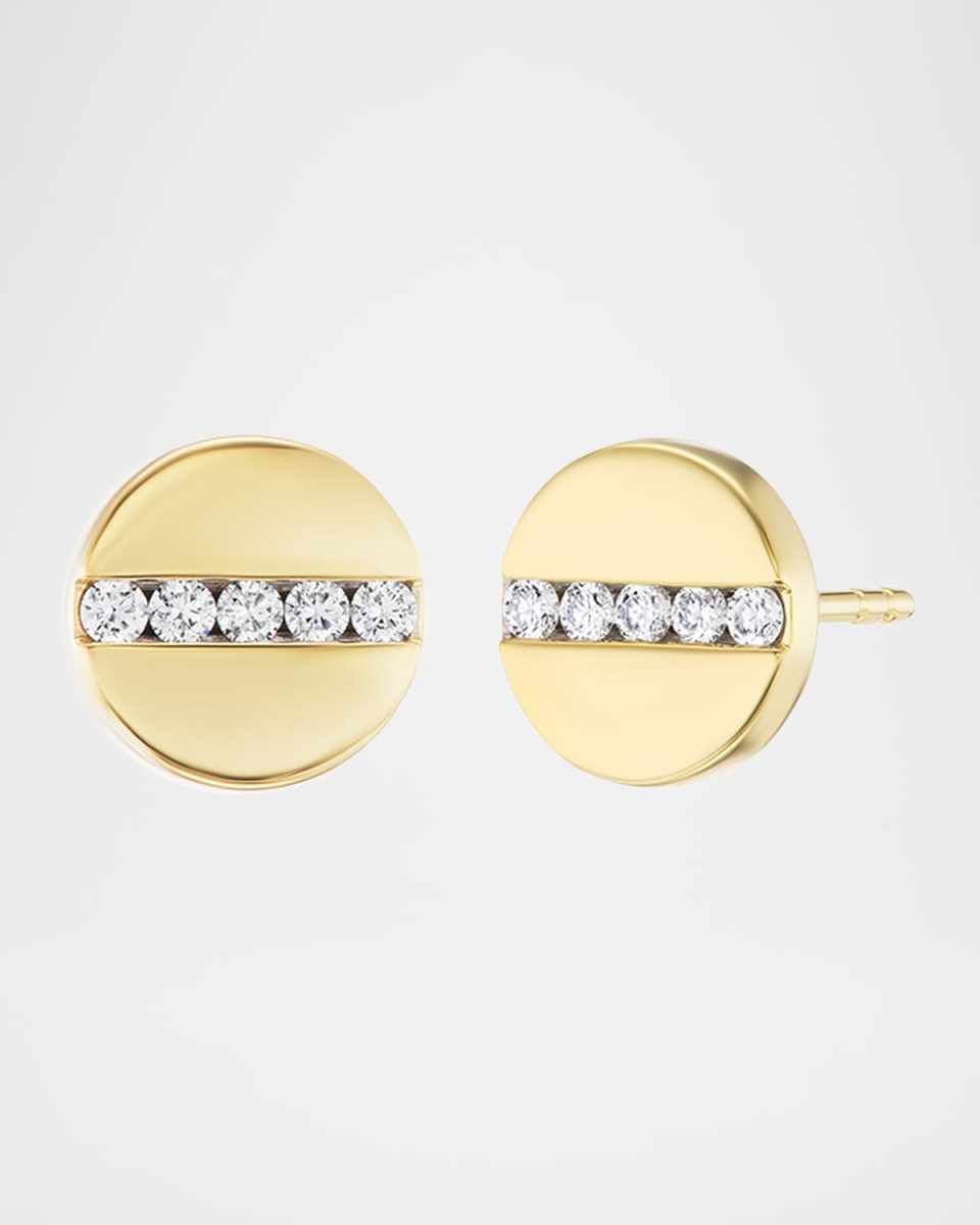 18K Yellow Gold Nailhead Stud Earrings with Diamonds