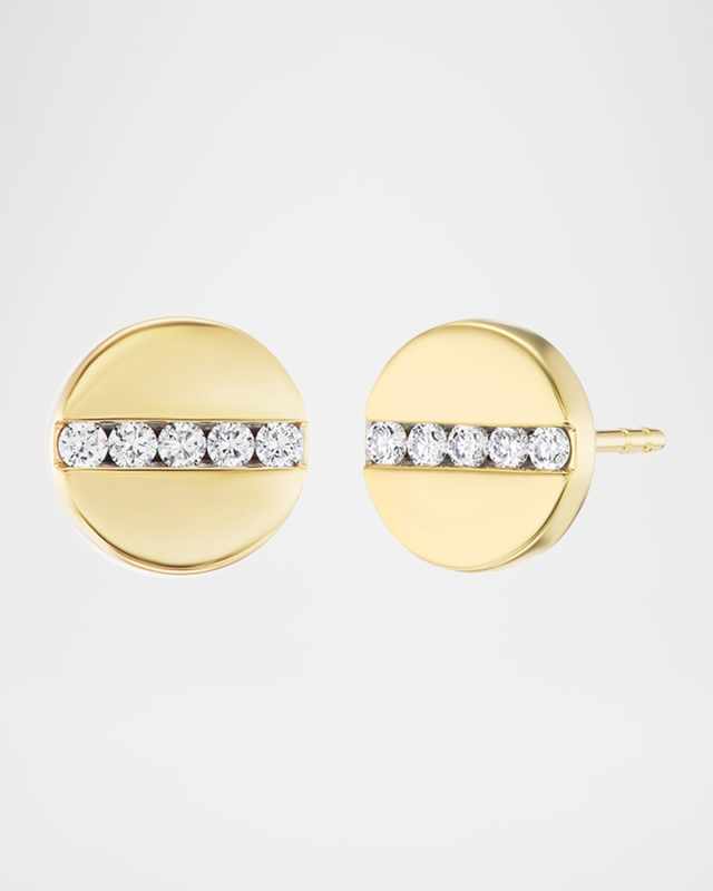 18K Yellow Gold Nailhead Stud Earrings with Diamonds
