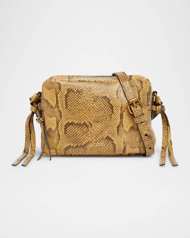 Wardy Python-Printed Camera Crossbody Bag