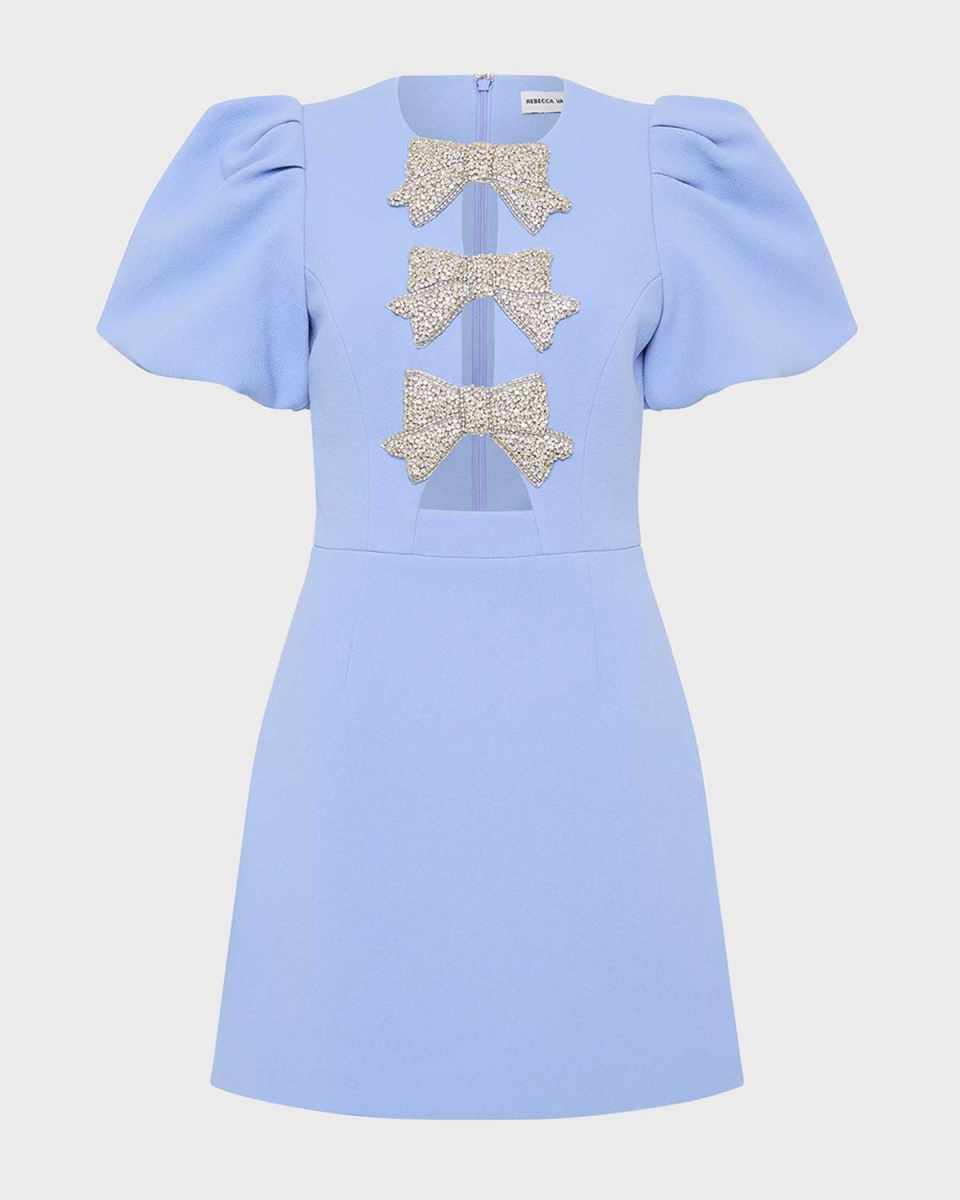 Juliana Cutout Crystal Bow Mini Dress