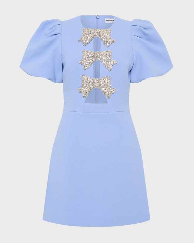 Juliana Cutout Crystal Bow Mini Dress