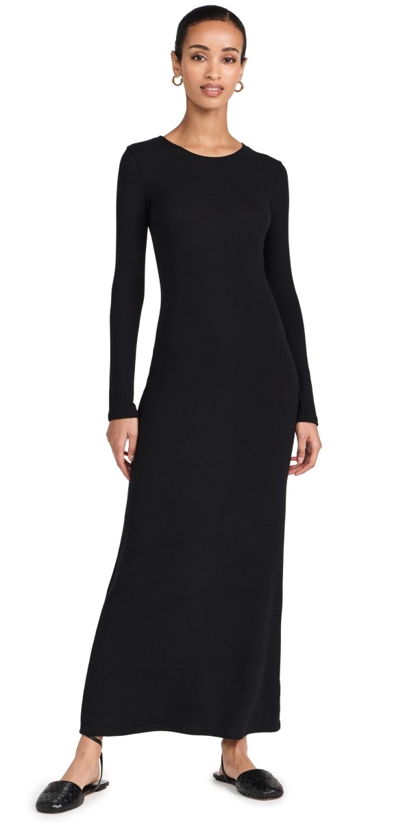 Leset Lauren Long Sleeve Maxi Dress Black