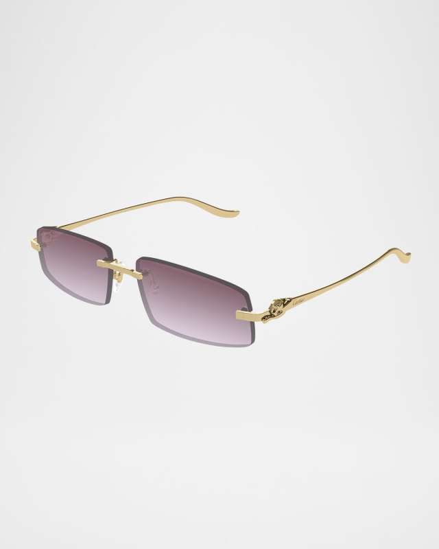 Panther Rimless Rectangle Metal Sunglasses
