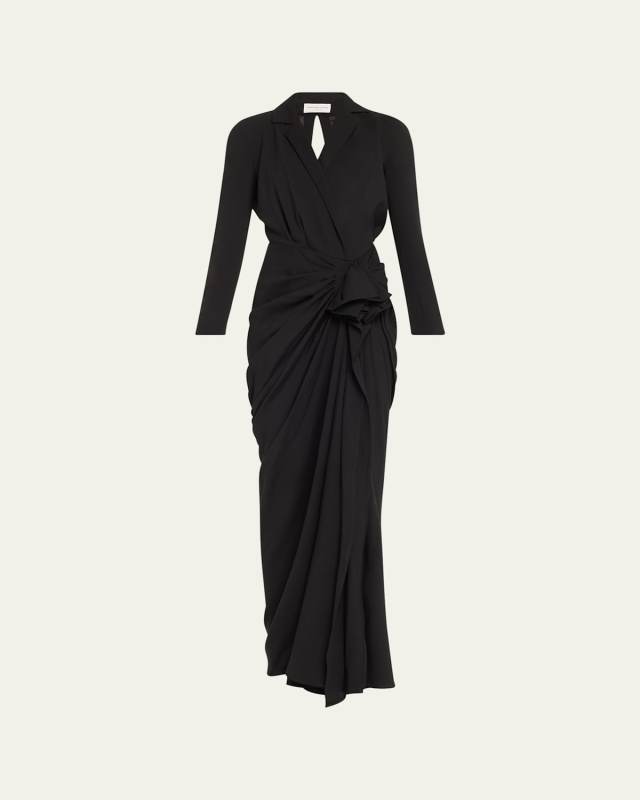 Donati Long Backless Twisted Wool Dress