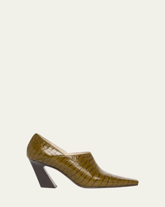 Lewis Croco Block-Heel Pumps