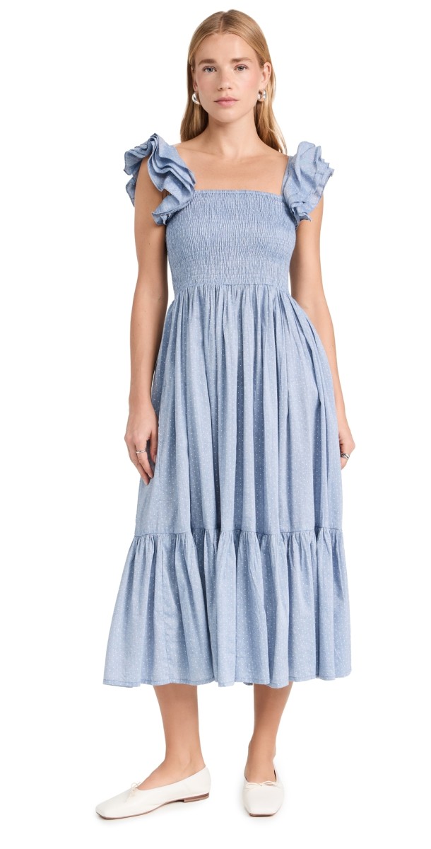 Mille Olympia Dress Chambray Polka Dot
