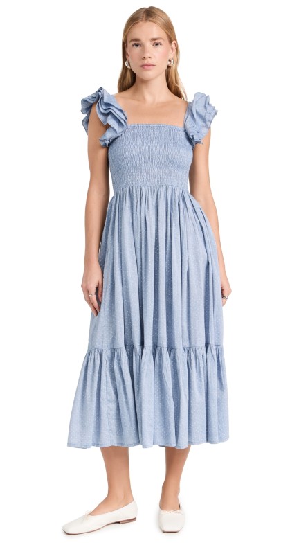 Mille Olympia Dress Chambray Polka Dot