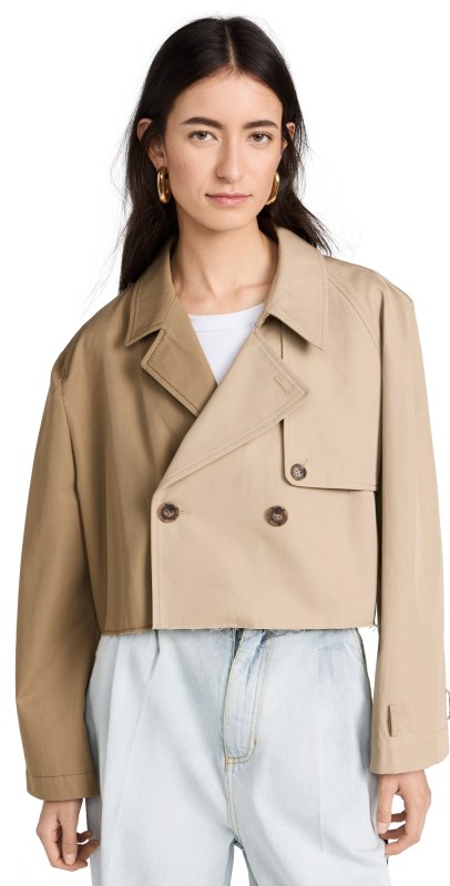 MM6 Maison Margiela Cropped Trench Jacket Mud Brown/Sand Beige