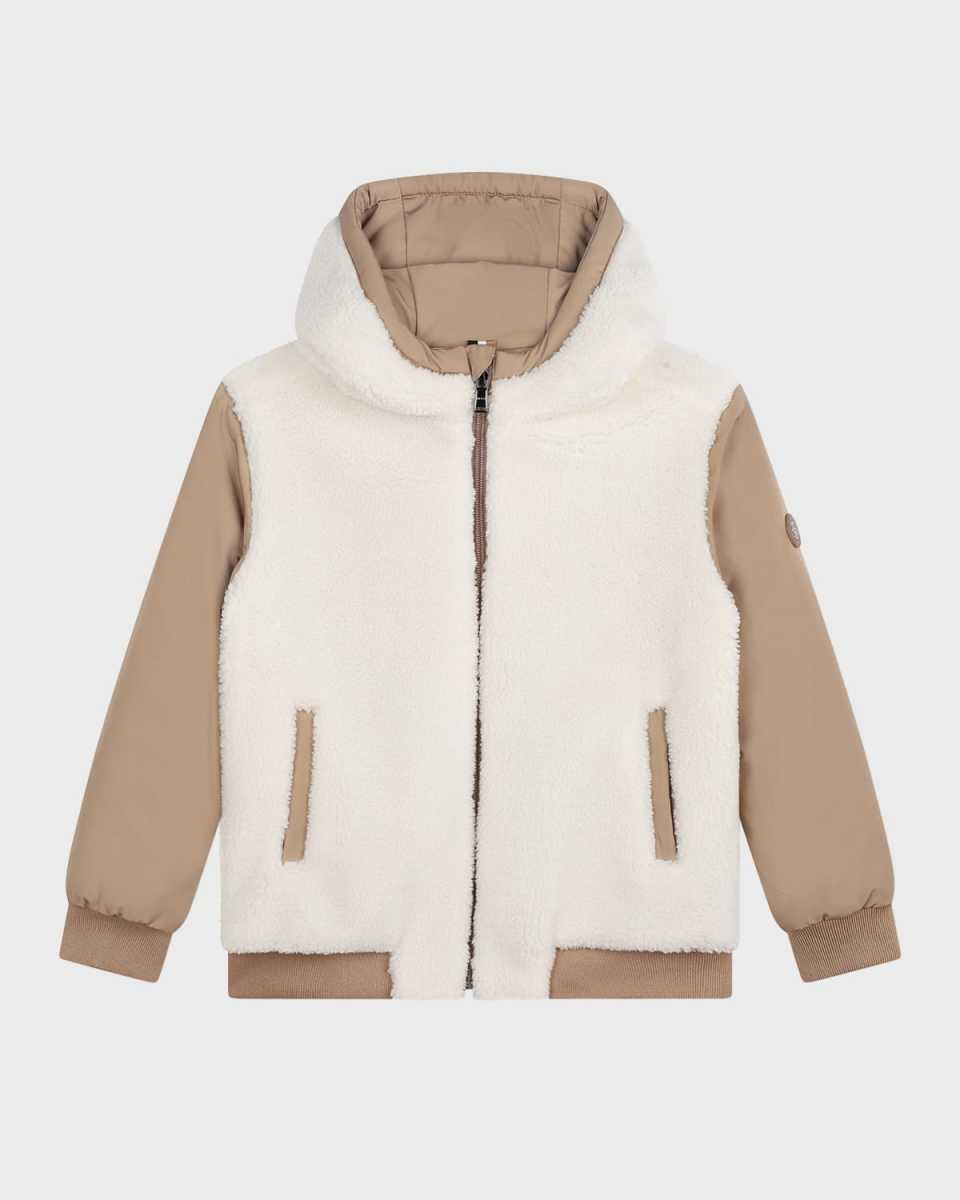 Boy's Logo Badge Reversible Sherpa Jacket, Size 4-