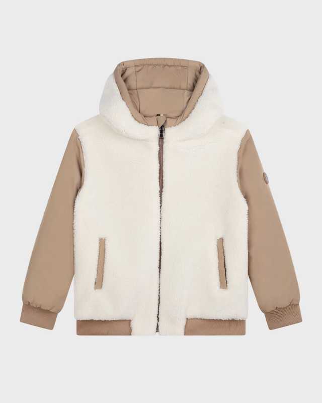Boy's Logo Badge Reversible Sherpa Jacket, Size 4-