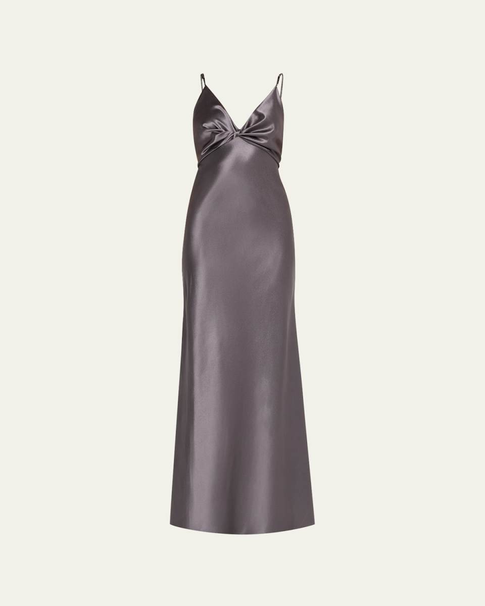 Crystal Strap Twisted Front Gown