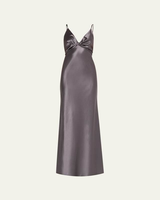 Crystal Strap Twisted Front Gown