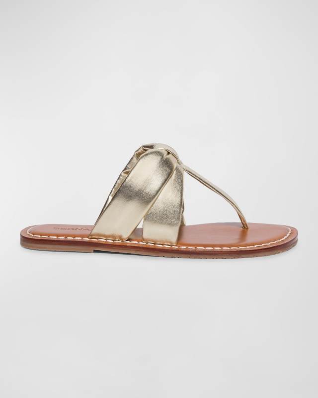 Metallic Flat Thong Slide Sandals