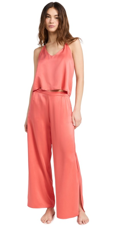 Lunya Washable Silk Cami Pant Set Outro Coral