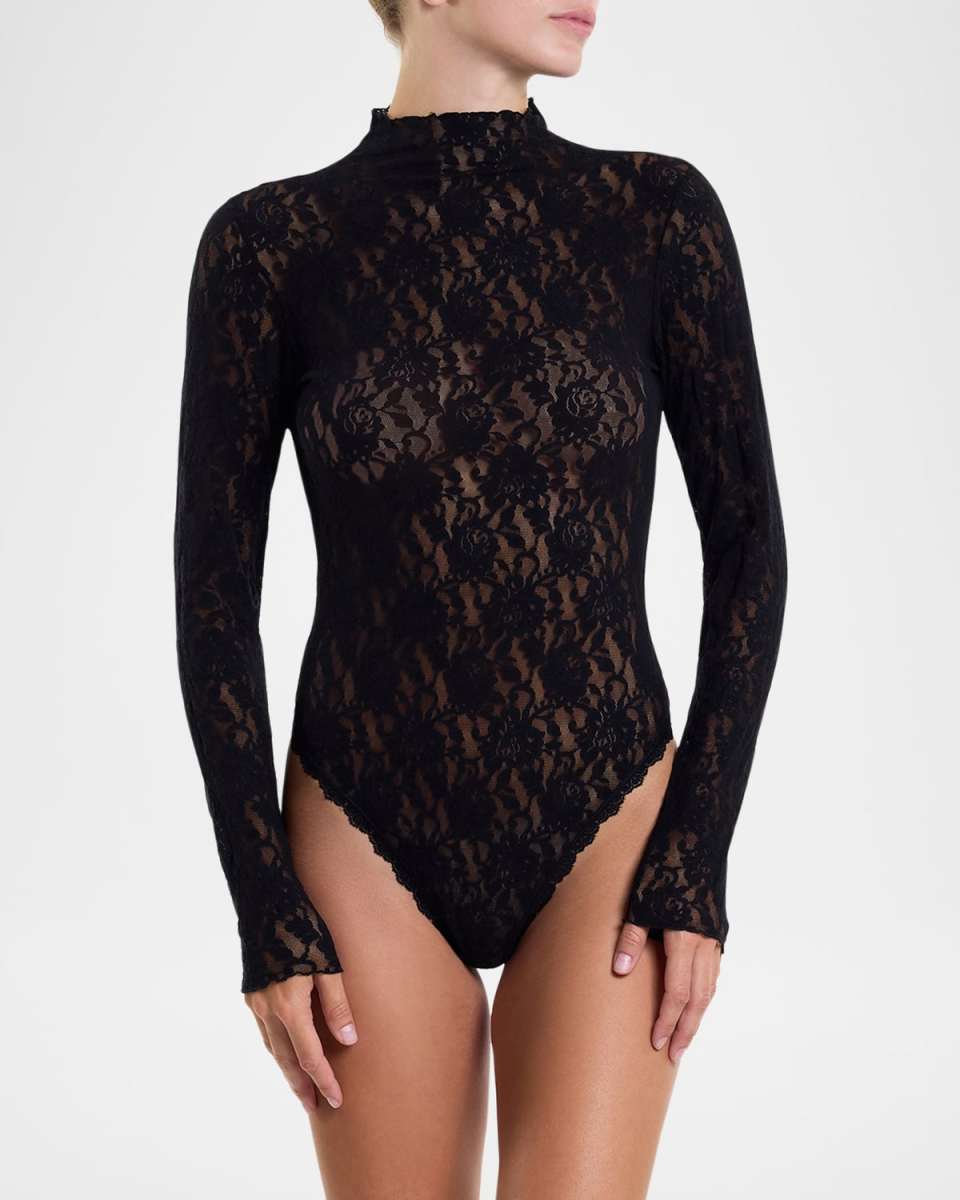 Mock-Neck Signature Lace Bodysuit