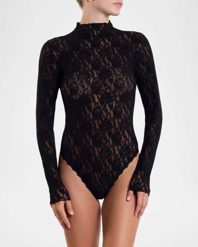 Mock-Neck Signature Lace Bodysuit