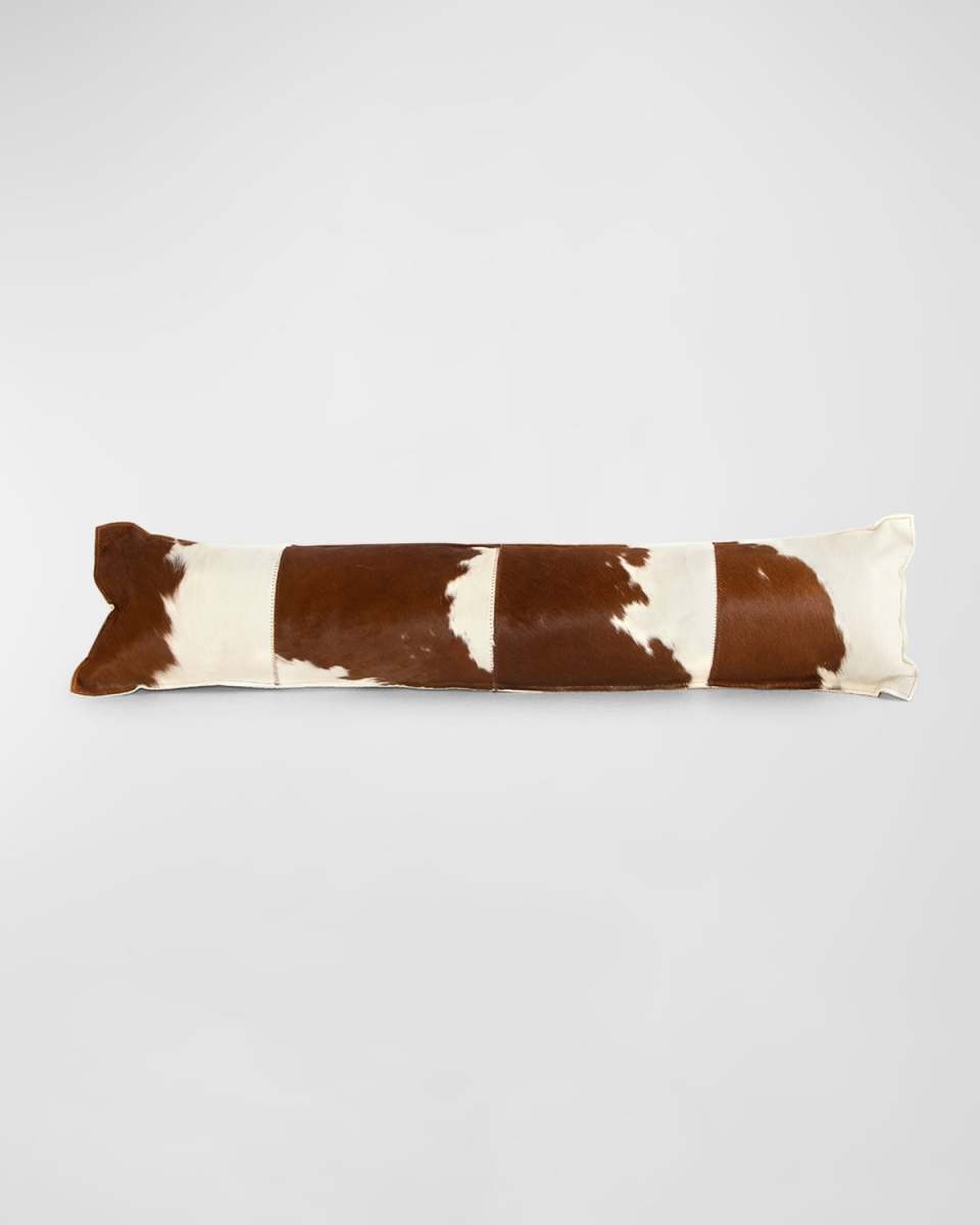 Modern Cowhide Lumbar Throw Pillow, 12" x 48"
