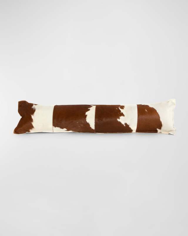 Modern Cowhide Lumbar Throw Pillow, 12" x 48"