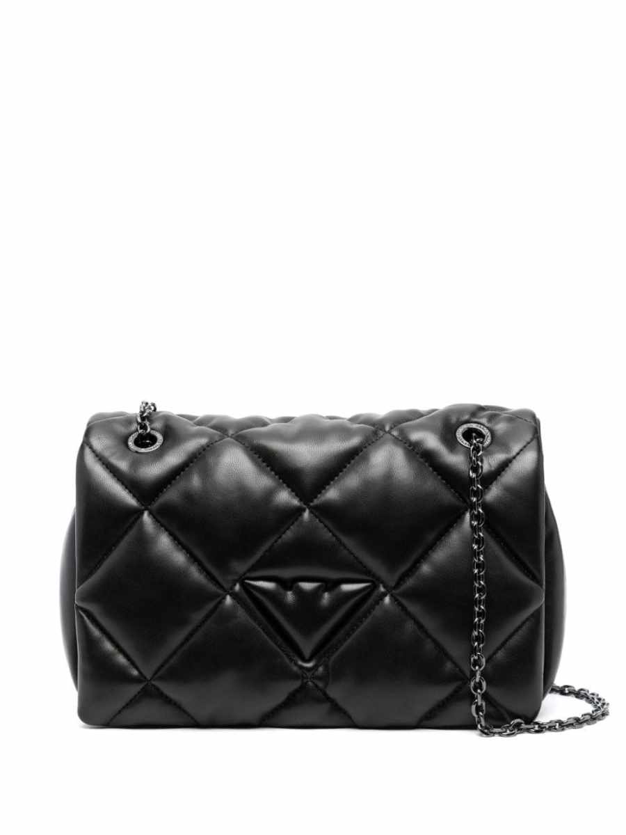 logo-charm quilted shoulder bag