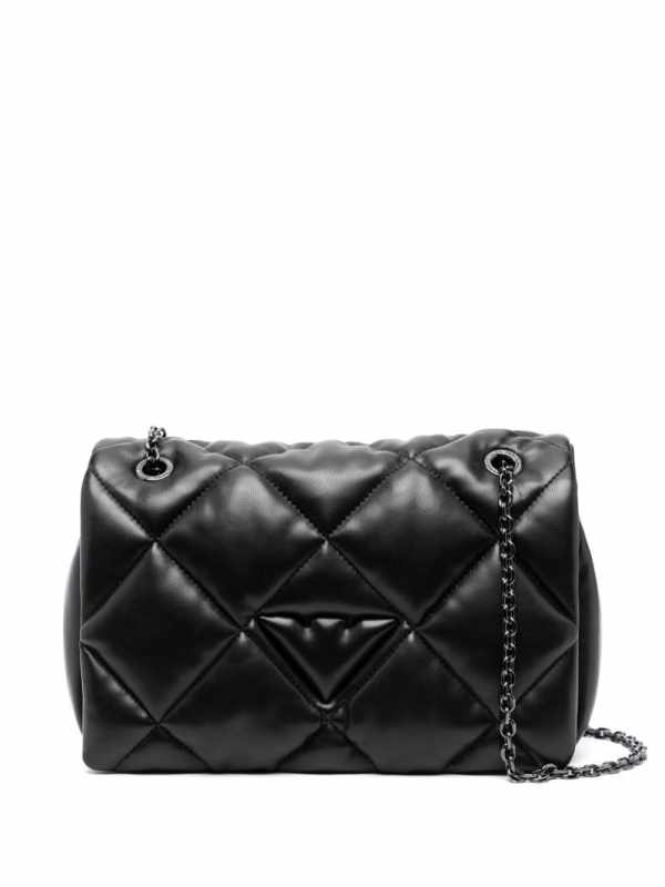 logo-charm quilted shoulder bag