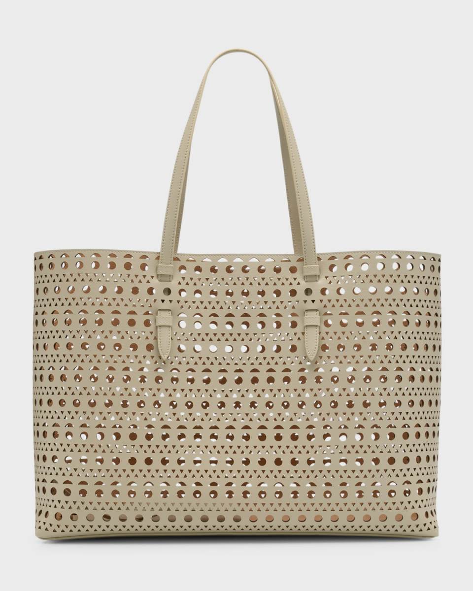 Mina 44 East West Tote in Optical Perforated Leather