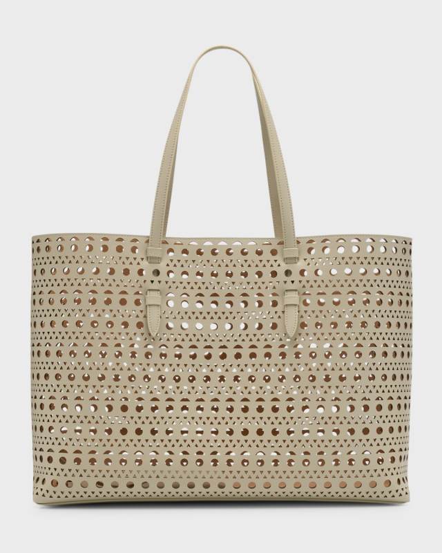 Mina 44 East West Tote in Optical Perforated Leather