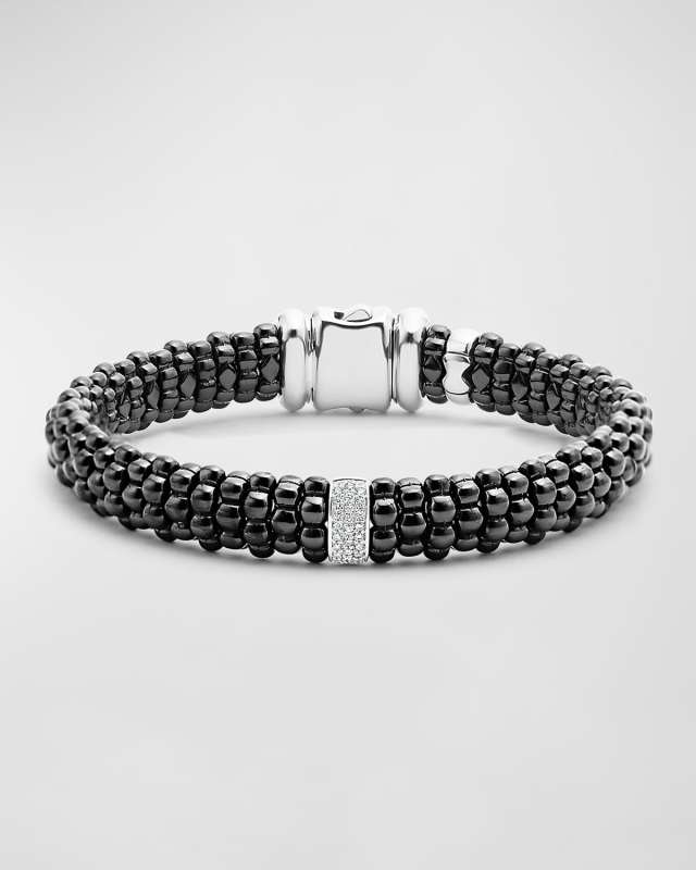 Black Caviar Bracelet with Diamond Statio