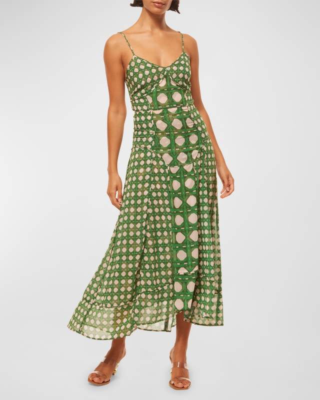 Mila Scoop-Neck Geo-Print Midi Dress