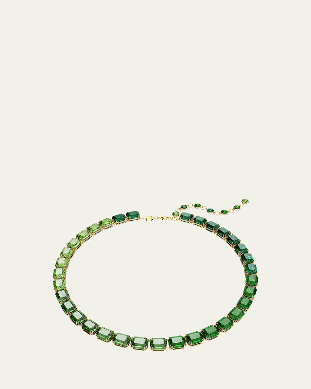 Millenia Gold-Tone Green Crystal Statement Necklace