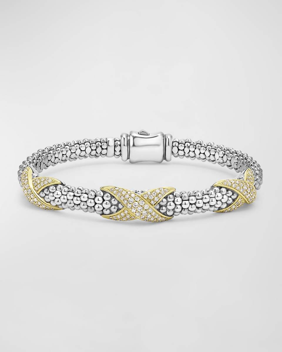 Sterling Silver and 18K Embrace Diamond Pave Rope Bracelet