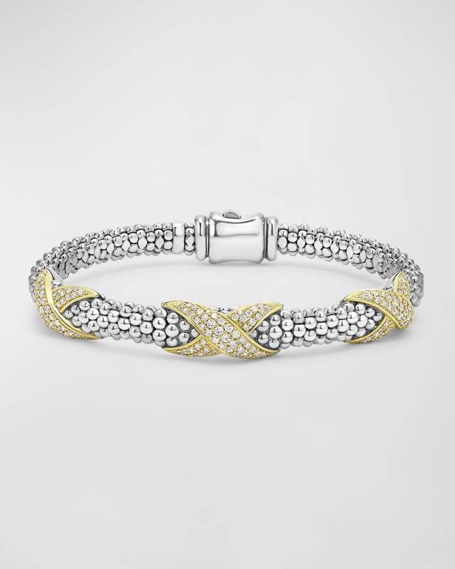Sterling Silver and 18K Embrace Diamond Pave Rope Bracelet
