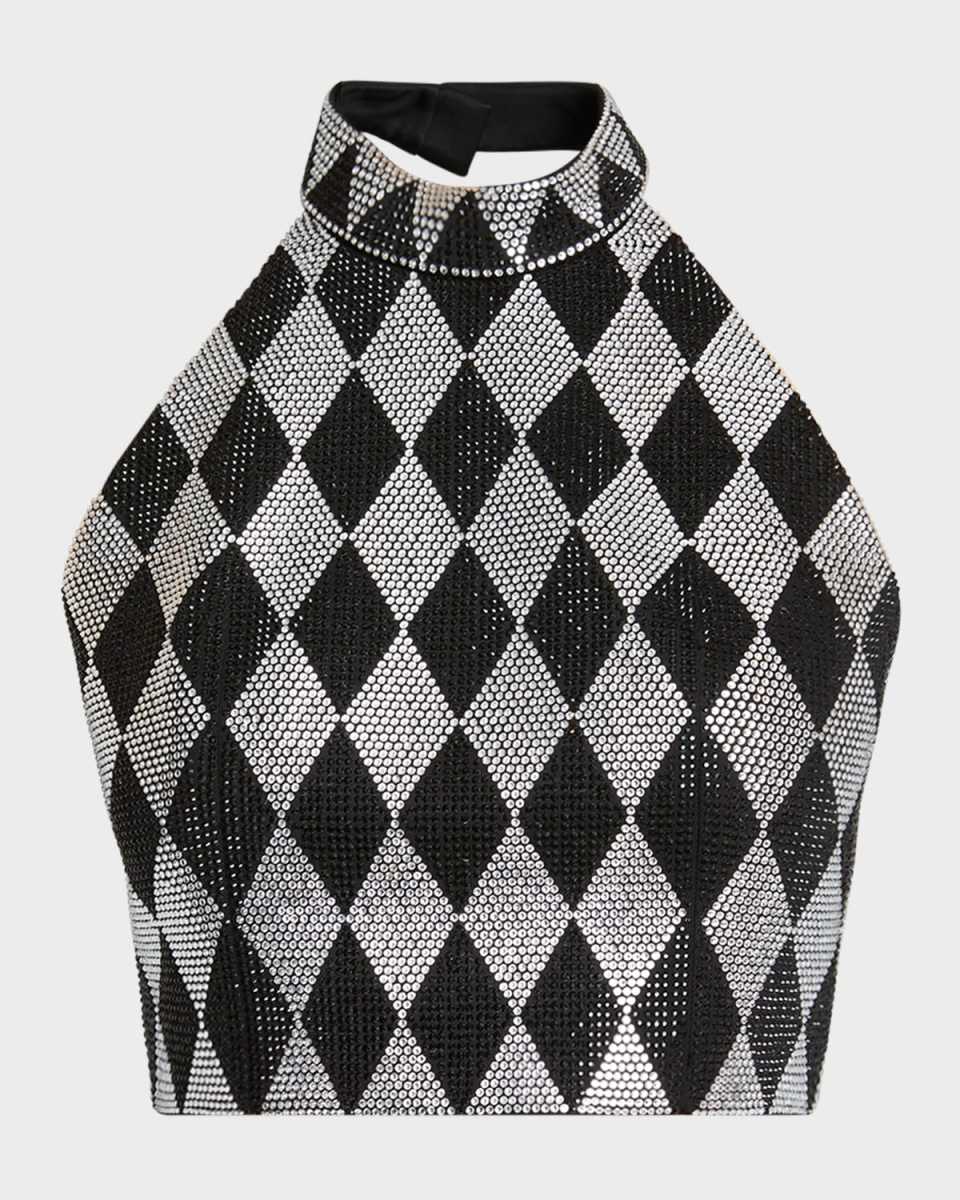 Diamond Print Crystal Embellished Top