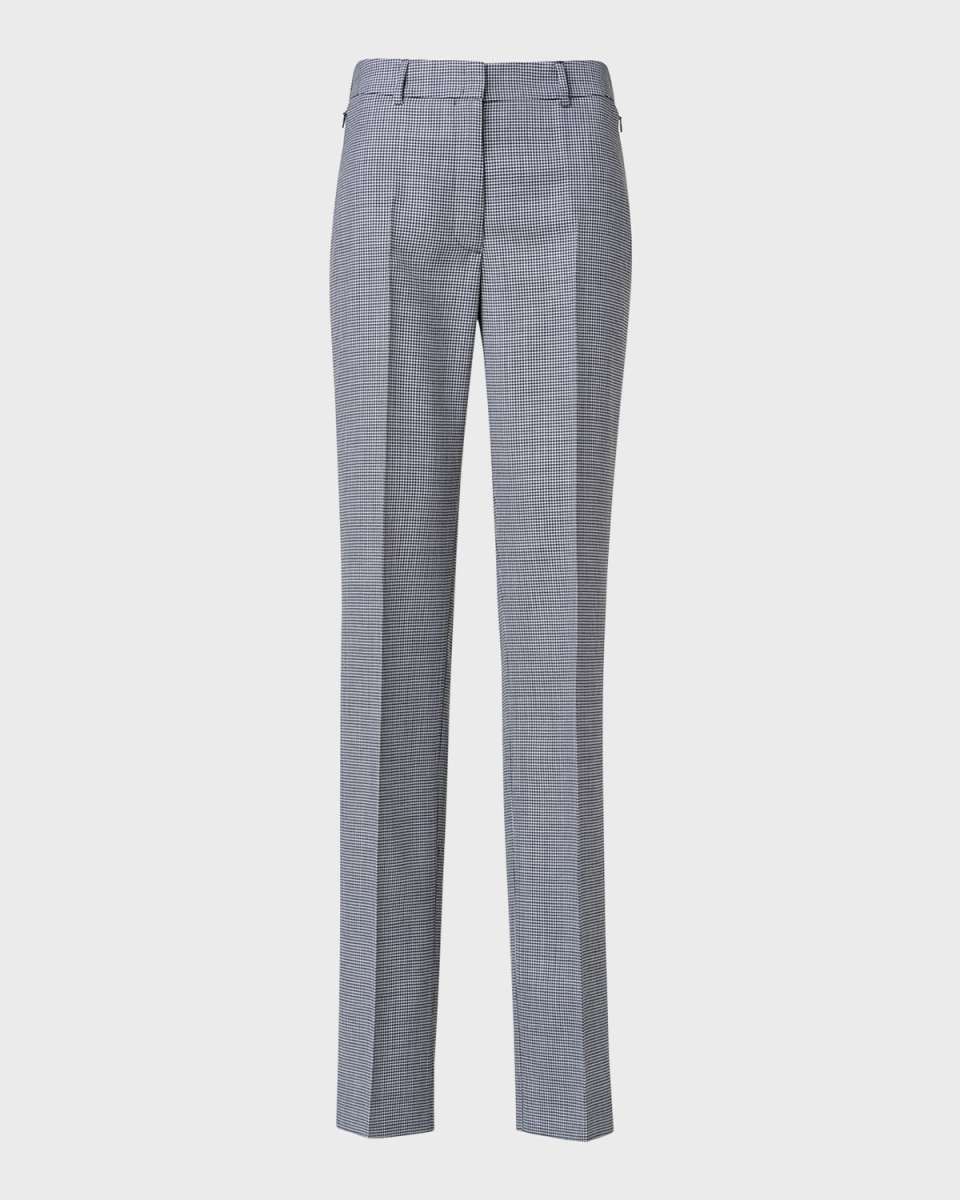 Meghan Houndstooth Mid-Rise Straight-Leg Wool-Cashmere Pants