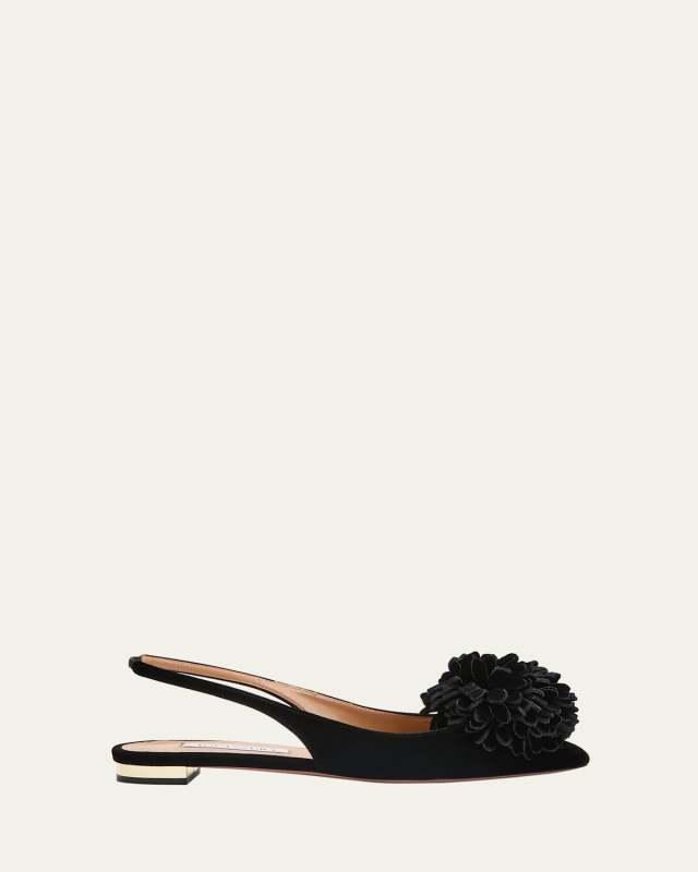 Couturier Velvet Pom Slingback Ballerina Flats