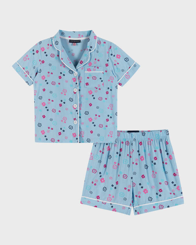 Girl's Floral-Print Shorts Pajama Set, Size 2T-6X