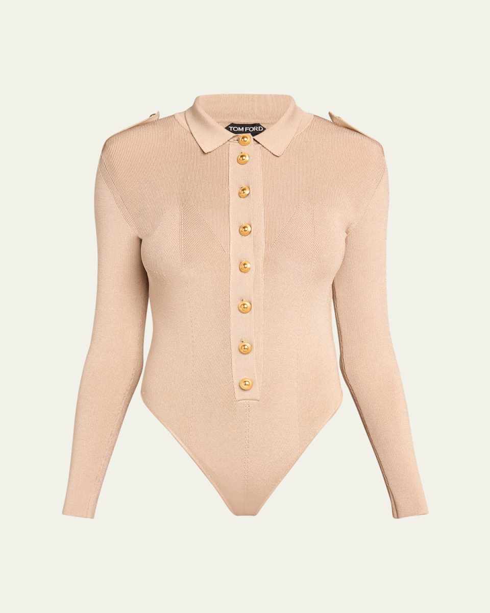 Button-Front Polo Bodysuit