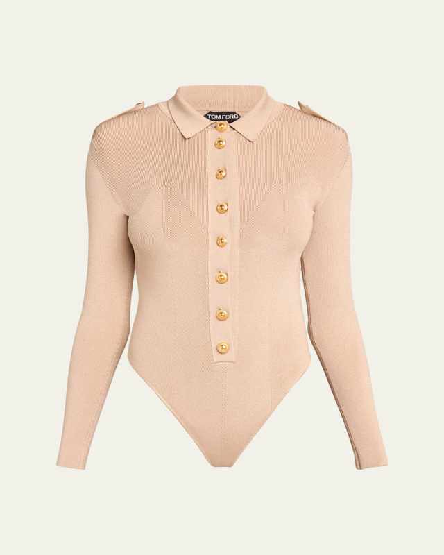 Button-Front Polo Bodysuit