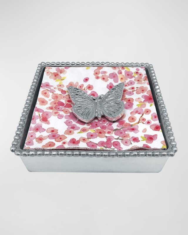 Monarch Butterfly Beaded Napkin Box