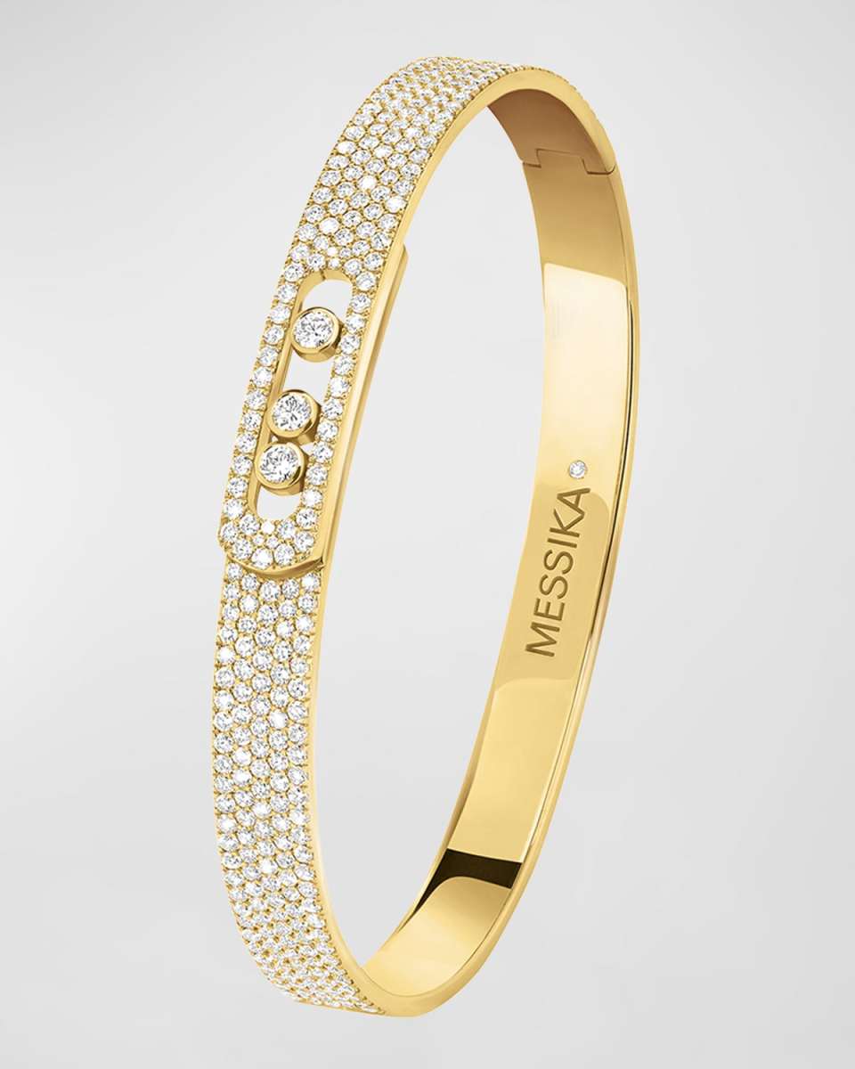 MOVE UNO 18K YELLOW GOLD DIAMOND PAVE BANGLE BRACELET