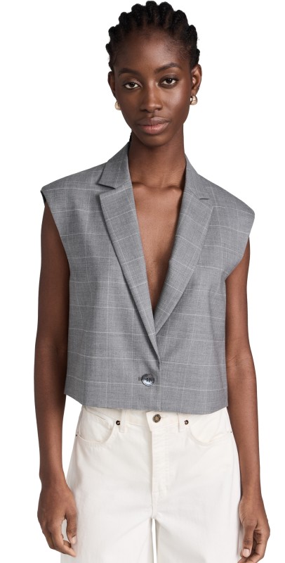 Marissa Webb Dana Deep V Blazer Vest Sterling Grey