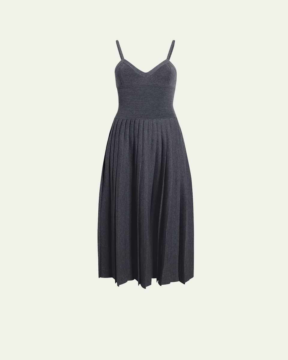 Elio Wool-Blend Pleated Midi Dress