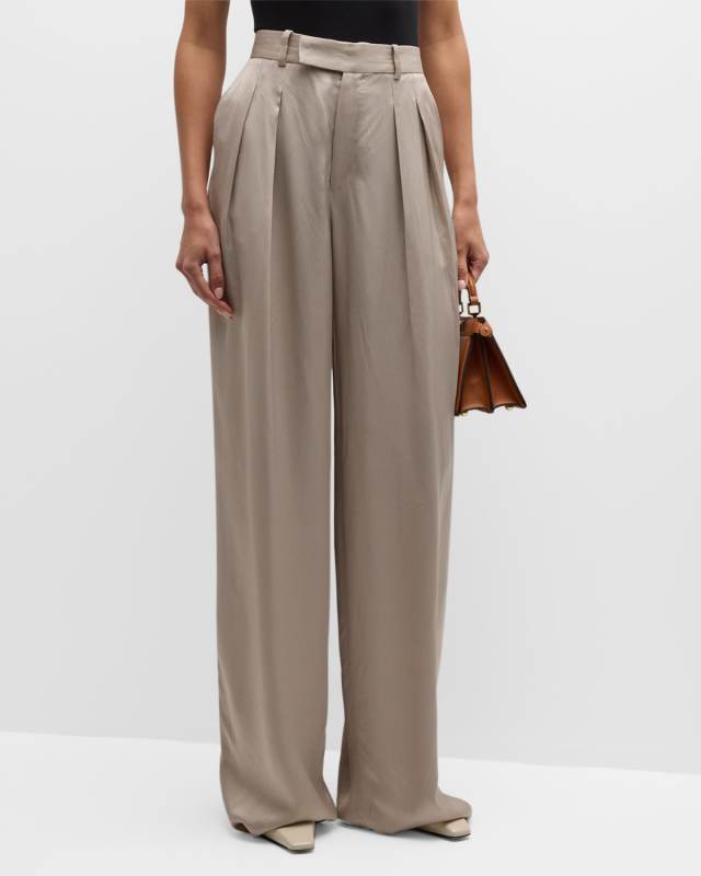 Pleated Mid-Rise Trousers