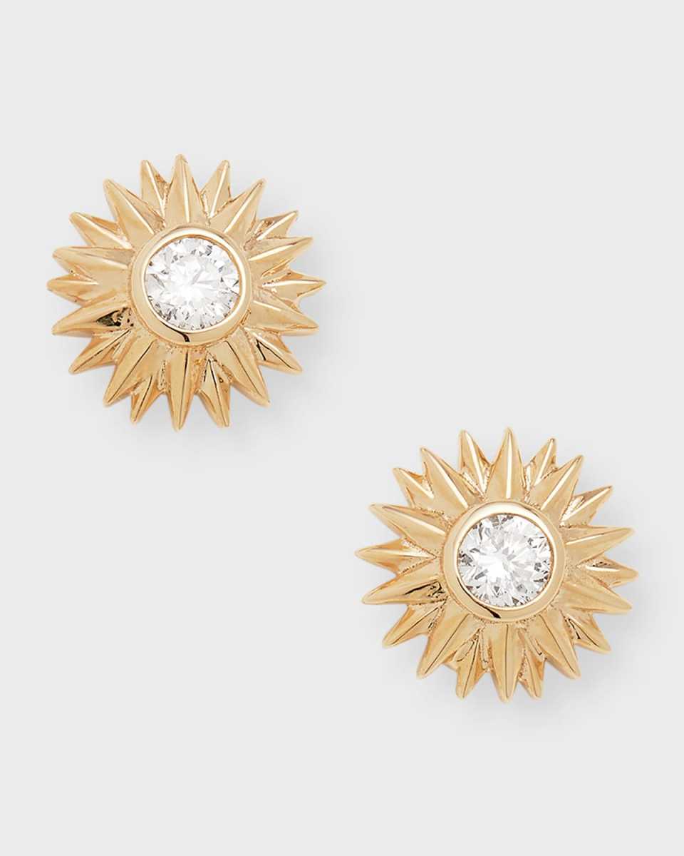 14k Diamond Starburst Stud Earrings