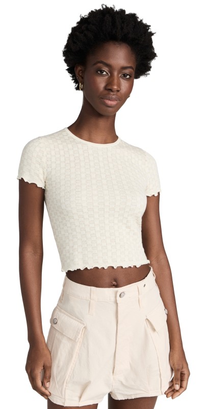 Guest in Residence Checker Baby Tee Cream