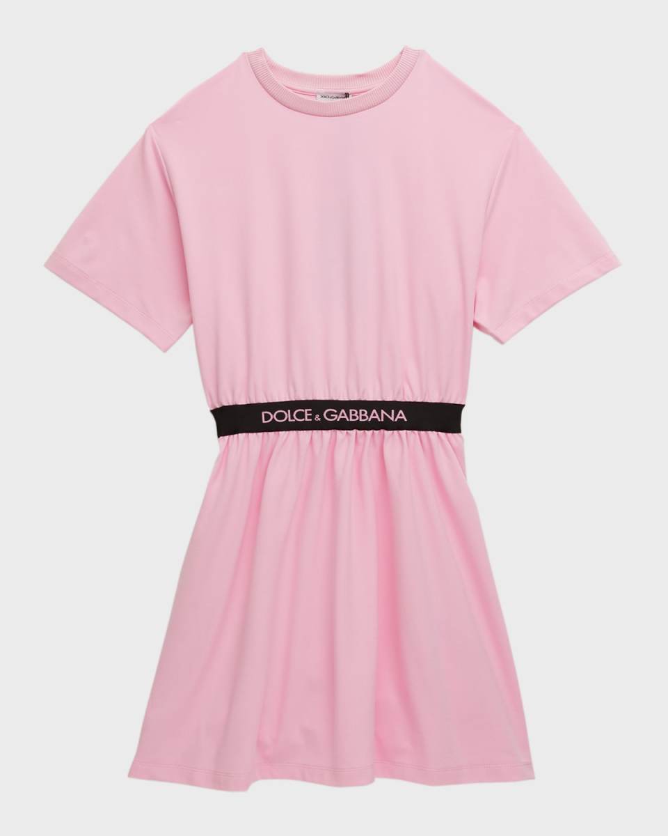 Girl's Logo-Print Waistband T-Shirt Dress, Size 8-