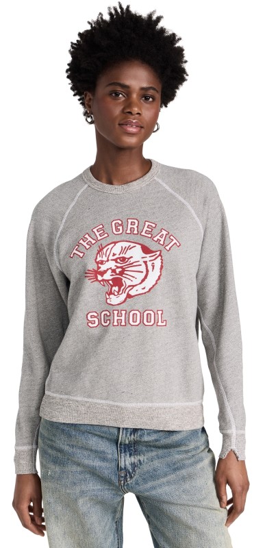 THE GREAT. The College Sweatshirt Varsity Grey