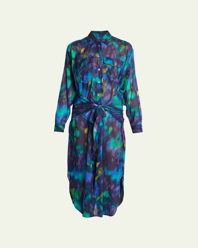 Nesley Wrap-Waist Maxi Shirtdress