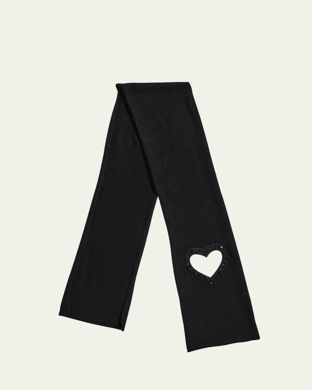 Cashmere Scarf W/ Swarovski Crystalized Heart Detail