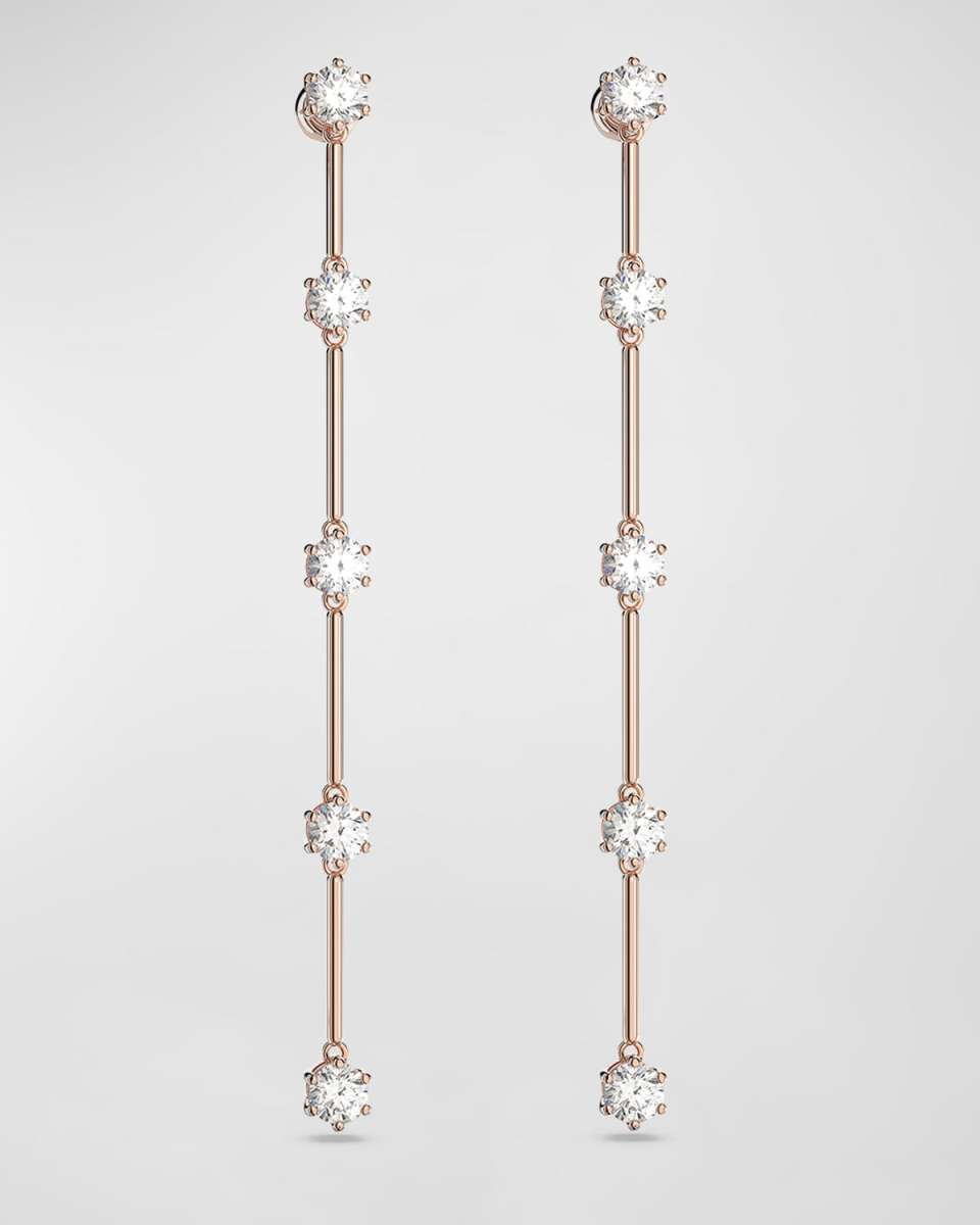 Rose Gold-Tone Brilliant-Cut Crystal Drop Earrings