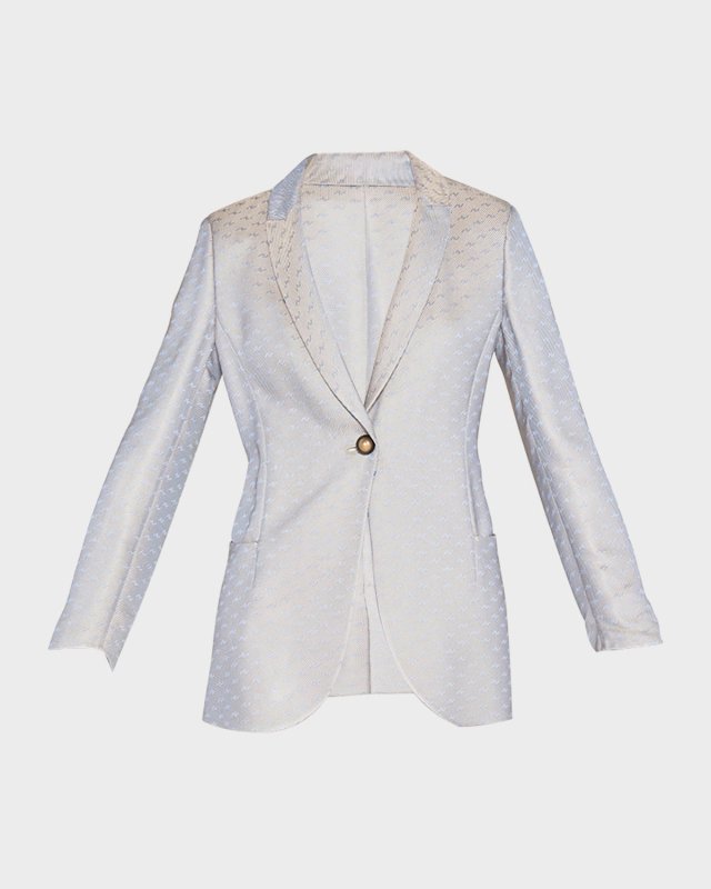 Abstract Jacquard Single-Breasted Blazer
